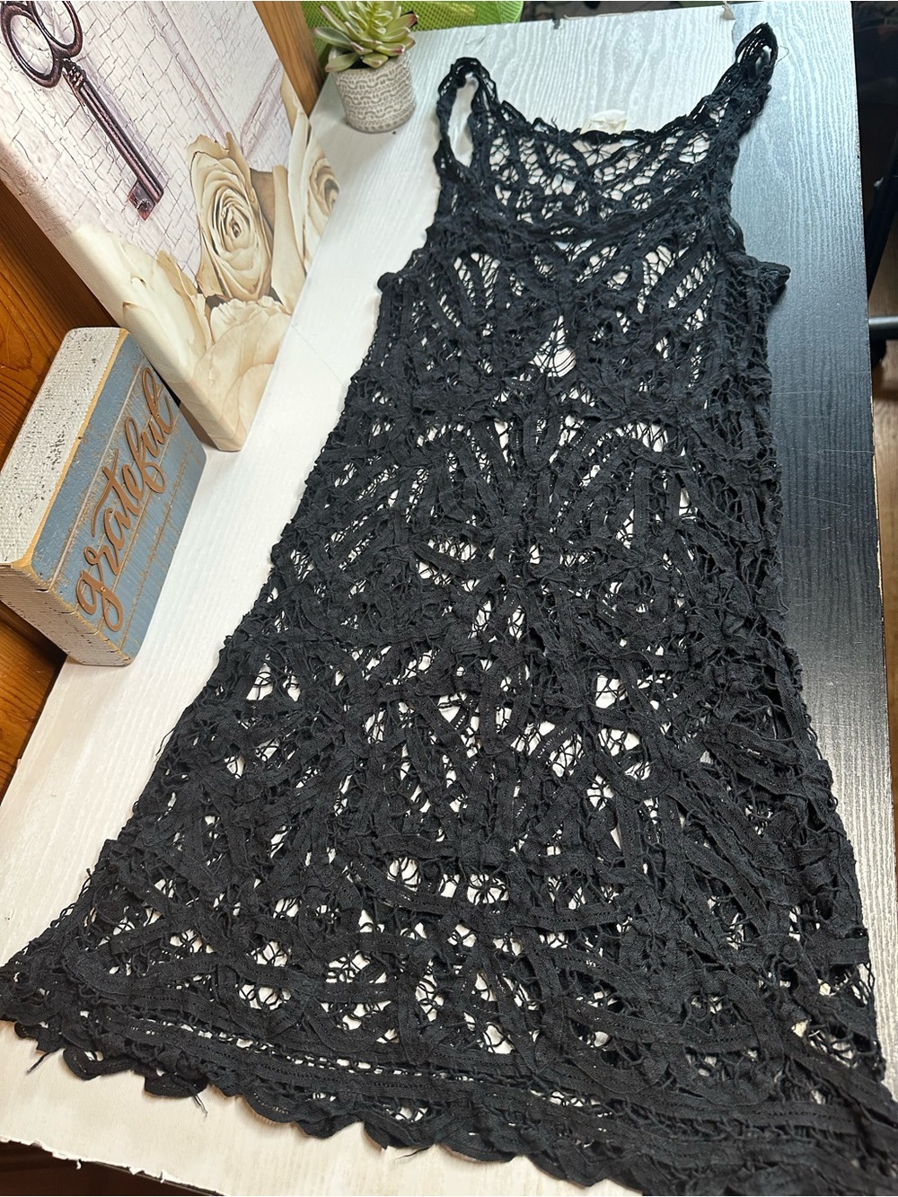 Free People Black Crochet Swim Cover-Up